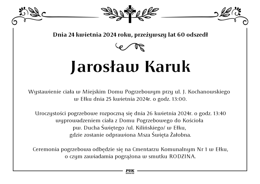 Jarosław Karuk - nekrolog